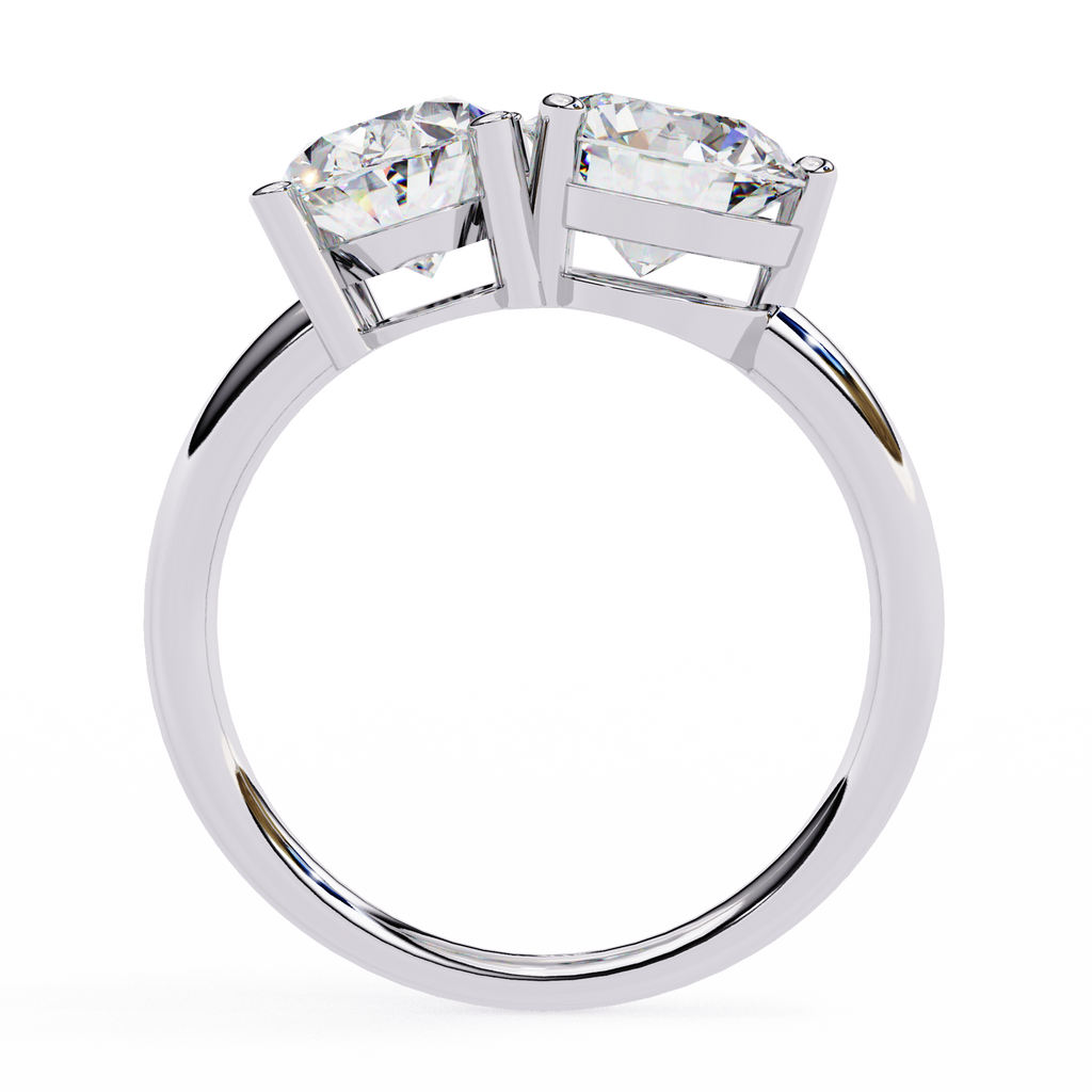 White Gold Toi et Moi Oval and Round Cut Two Stone Diamond Ring