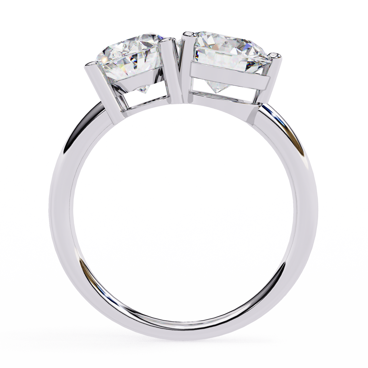 White Gold Toi et Moi Oval and Round Cut Two Stone Diamond Ring