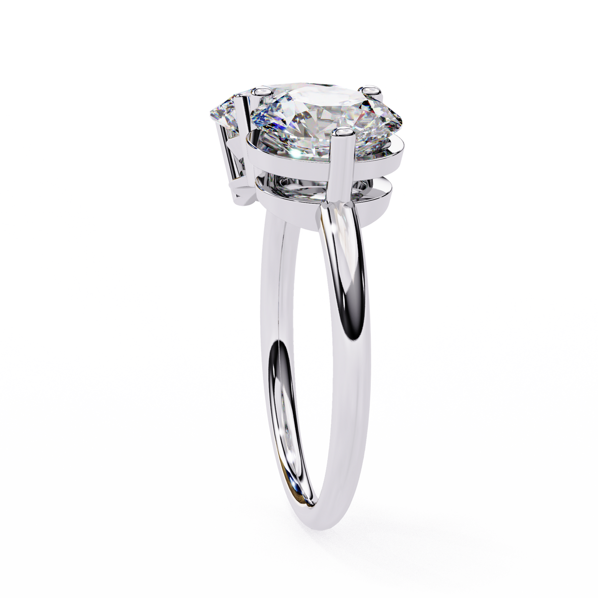 White Gold Toi et Moi Oval and Round Cut Two Stone Diamond Ring