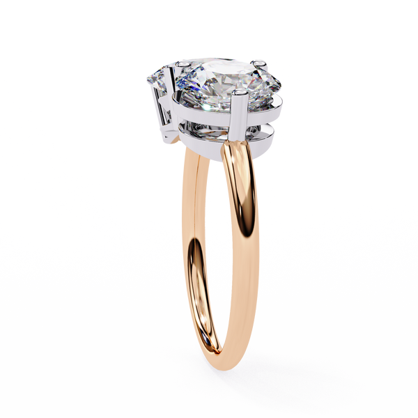 Rose Gold Toi et Moi Oval and Round Cut Two Stone Diamond Ring