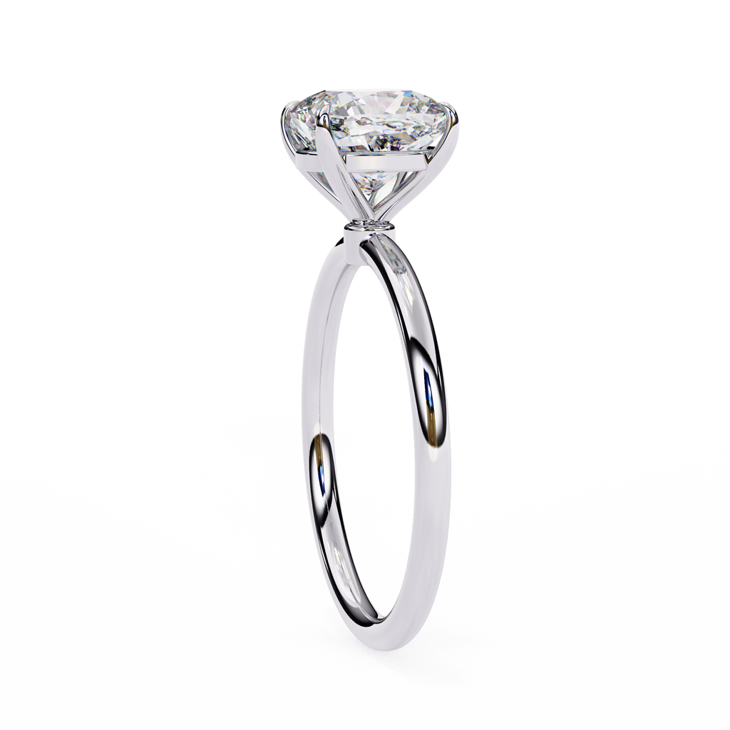 White Gold Cushion-Cut Diamond Solitaire Engagement Ring
