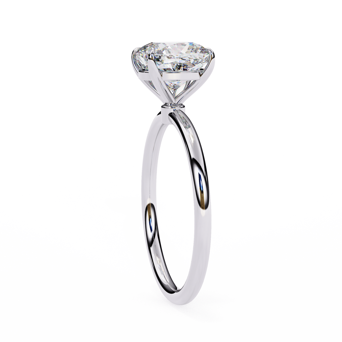 White Gold Cushion-Cut Diamond Solitaire Engagement Ring