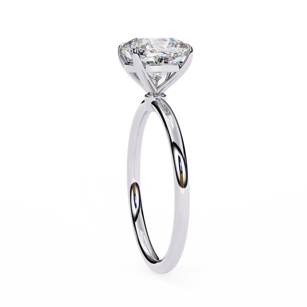 White Gold Cushion-Cut Diamond Solitaire Engagement Ring