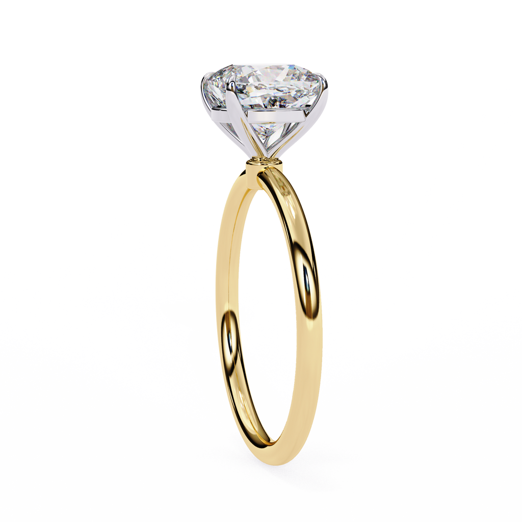 Yellow Gold Cushion Cut Solitaire Diamond Engagement Ring