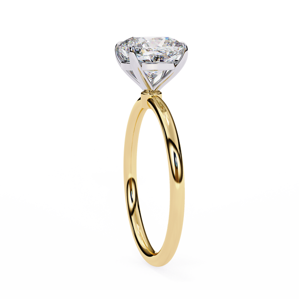Yellow Gold Cushion Cut Solitaire Diamond Engagement Ring