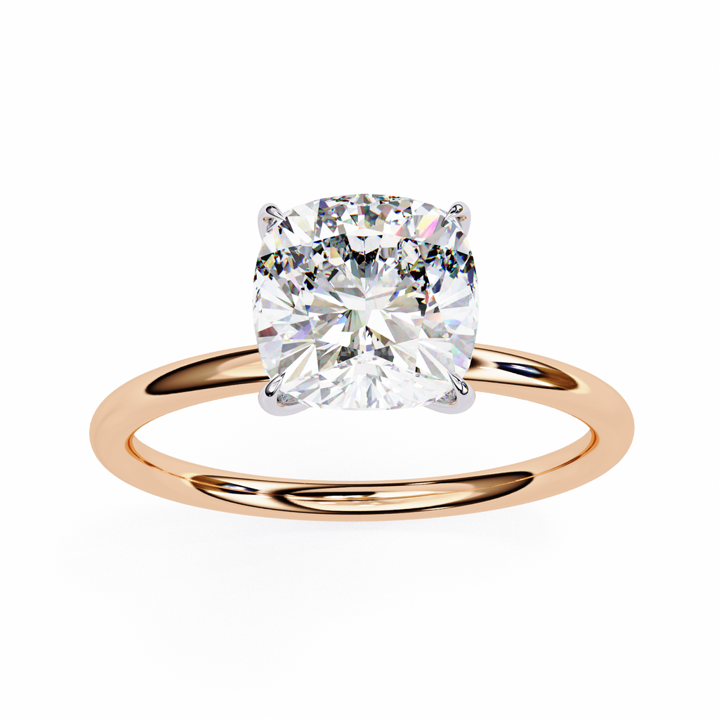 Rose Gold Cushion Cut Solitaire Diamond Engagement Ring