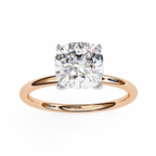 Rose Gold Cushion Cut Solitaire Diamond Engagement Ring