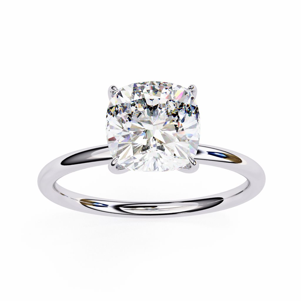 White Gold Cushion-Cut Diamond Solitaire Engagement Ring