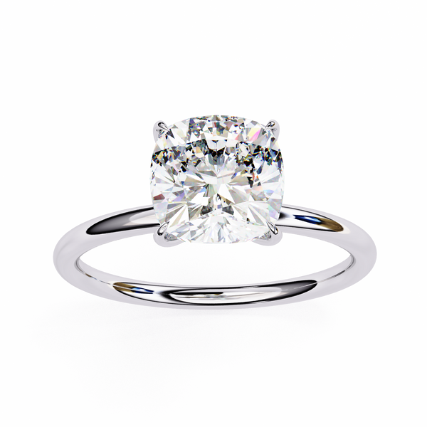 White Gold Cushion-Cut Diamond Solitaire Engagement Ring