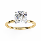 Yellow Gold Cushion Cut Solitaire Diamond Engagement Ring