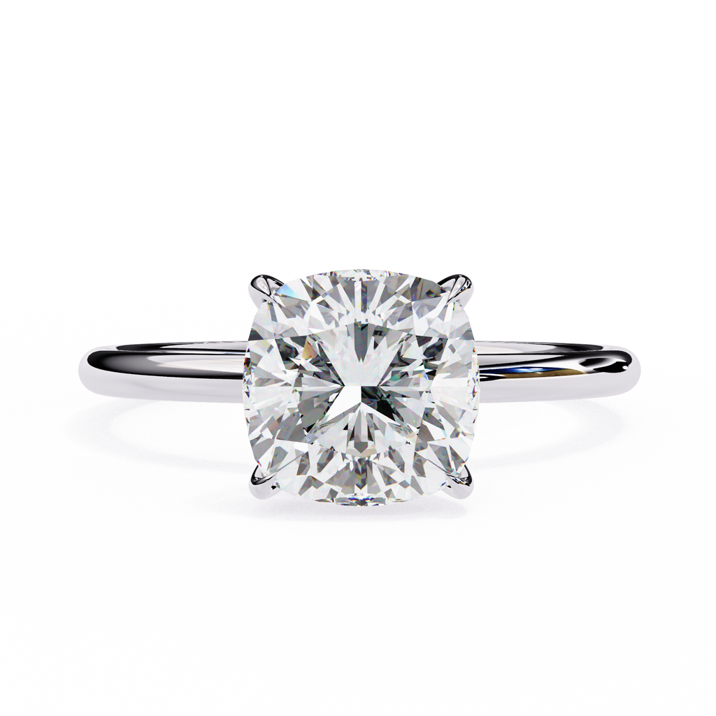 White Gold Cushion-Cut Diamond Solitaire Engagement Ring