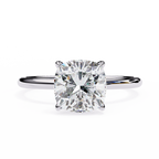 White Gold Cushion-Cut Diamond Solitaire Engagement Ring