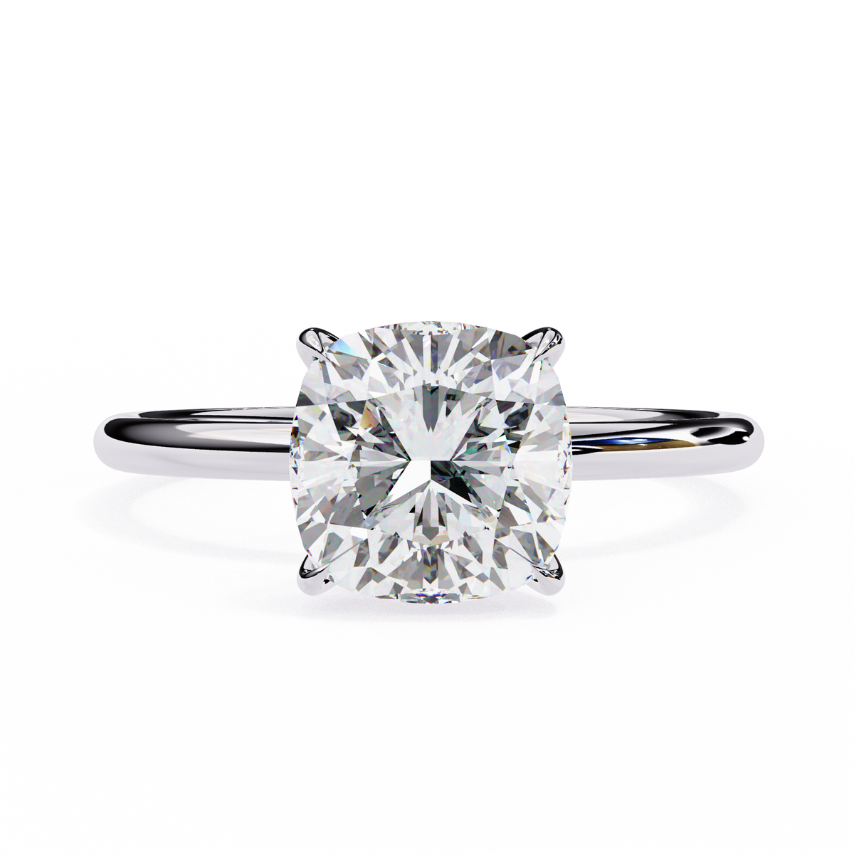 White Gold Cushion-Cut Diamond Solitaire Engagement Ring