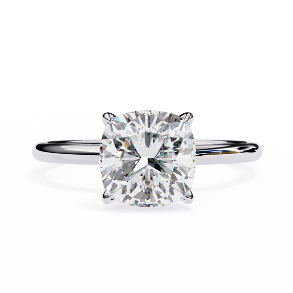 White Gold Cushion-Cut Diamond Solitaire Engagement Ring