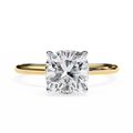 Yellow Gold Cushion Cut Solitaire Diamond Engagement Ring