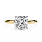 Yellow Gold Cushion Cut Solitaire Diamond Engagement Ring