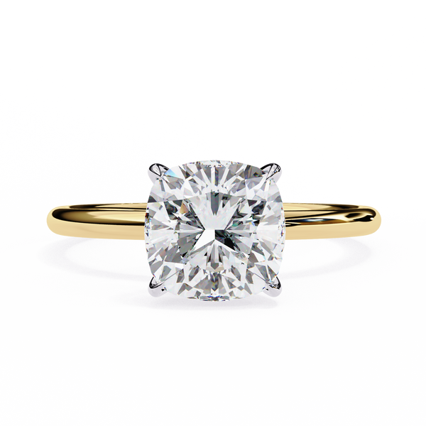 Yellow Gold Cushion Cut Solitaire Diamond Engagement Ring