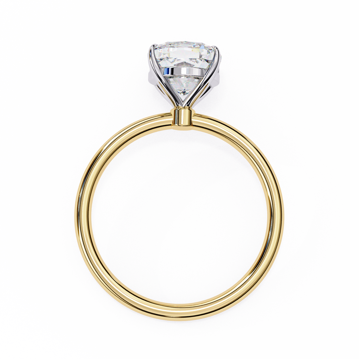 Yellow Gold Cushion Cut Solitaire Diamond Engagement Ring