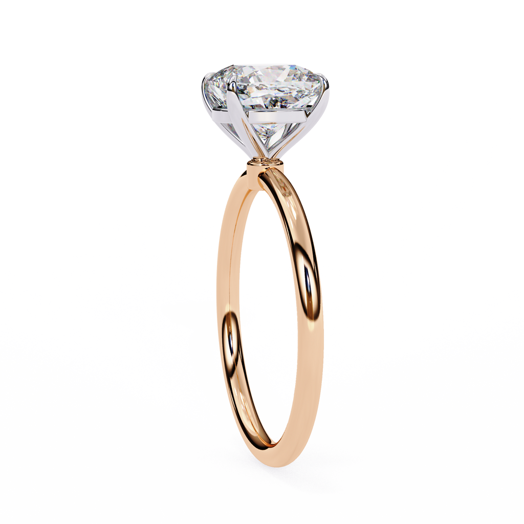 Rose Gold Cushion Cut Solitaire Diamond Engagement Ring