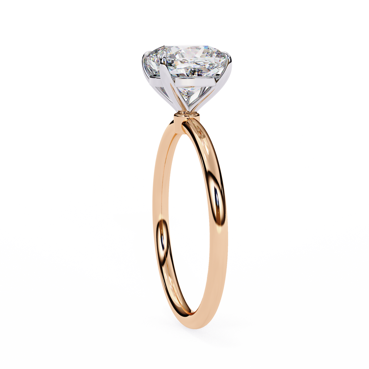 Rose Gold Cushion Cut Solitaire Diamond Engagement Ring