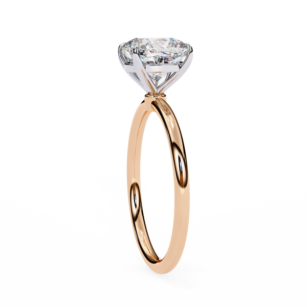 Rose Gold Cushion Cut Solitaire Diamond Engagement Ring
