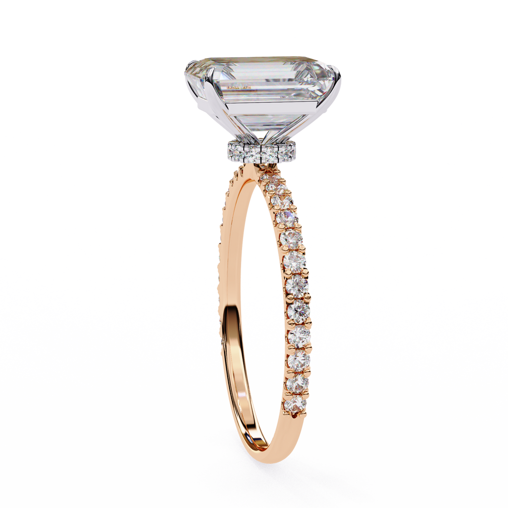 Rose Gold Emerald Cut Diamond Ring
