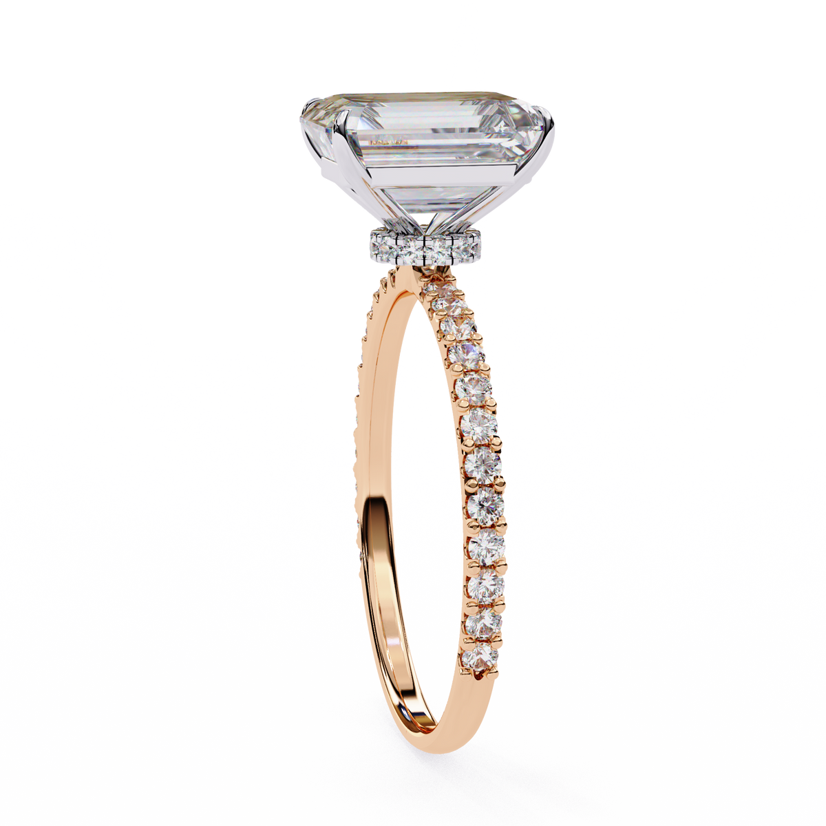 Rose Gold Emerald Cut Diamond Ring