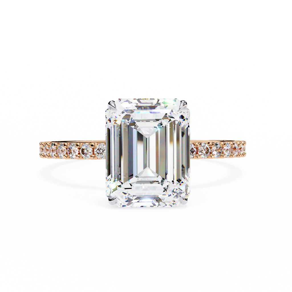 Rose Gold Emerald Cut Diamond Ring