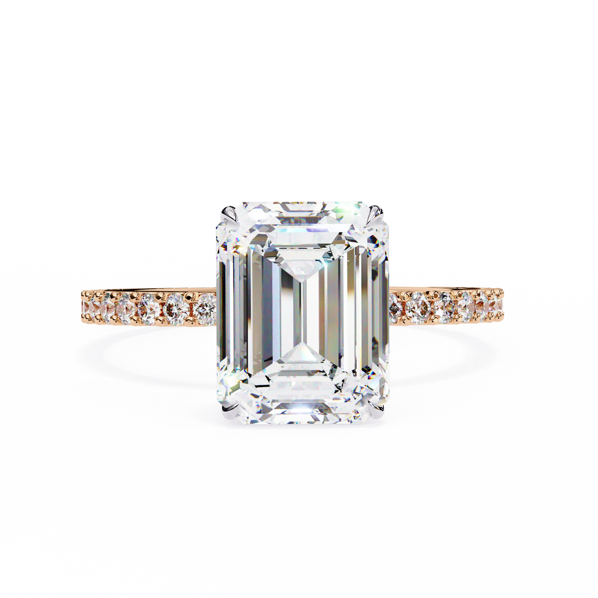 Rose Gold Emerald Cut Diamond Ring