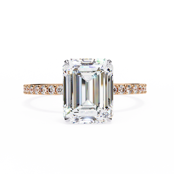 Rose Gold Emerald Cut Diamond Ring