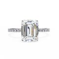 White Gold Emerald-Cut Diamond Solitaire Pavé Engagement Ring
