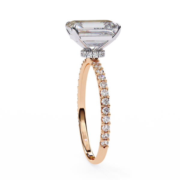 Rose Gold Emerald Cut Diamond Ring