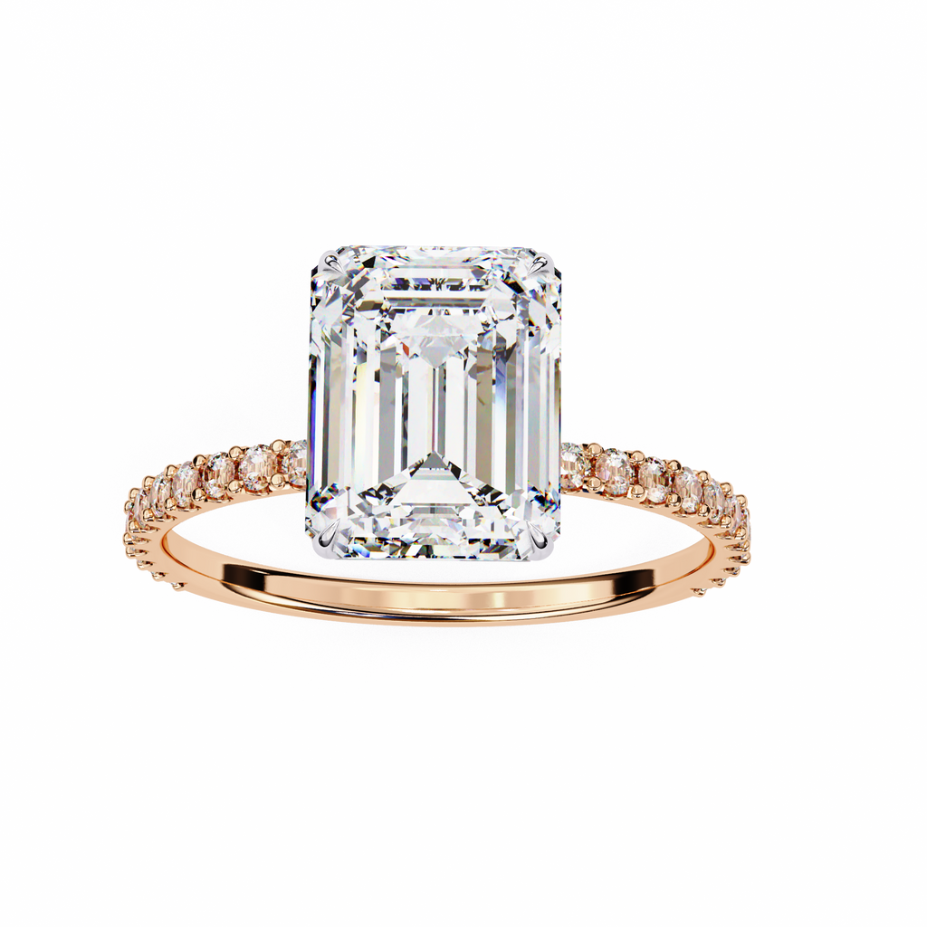 Rose Gold Emerald Cut Diamond Ring