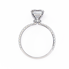 White Gold Emerald-Cut Diamond Solitaire Pavé Engagement Ring