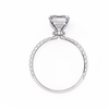 White Gold Emerald-Cut Diamond Solitaire Pavé Engagement Ring