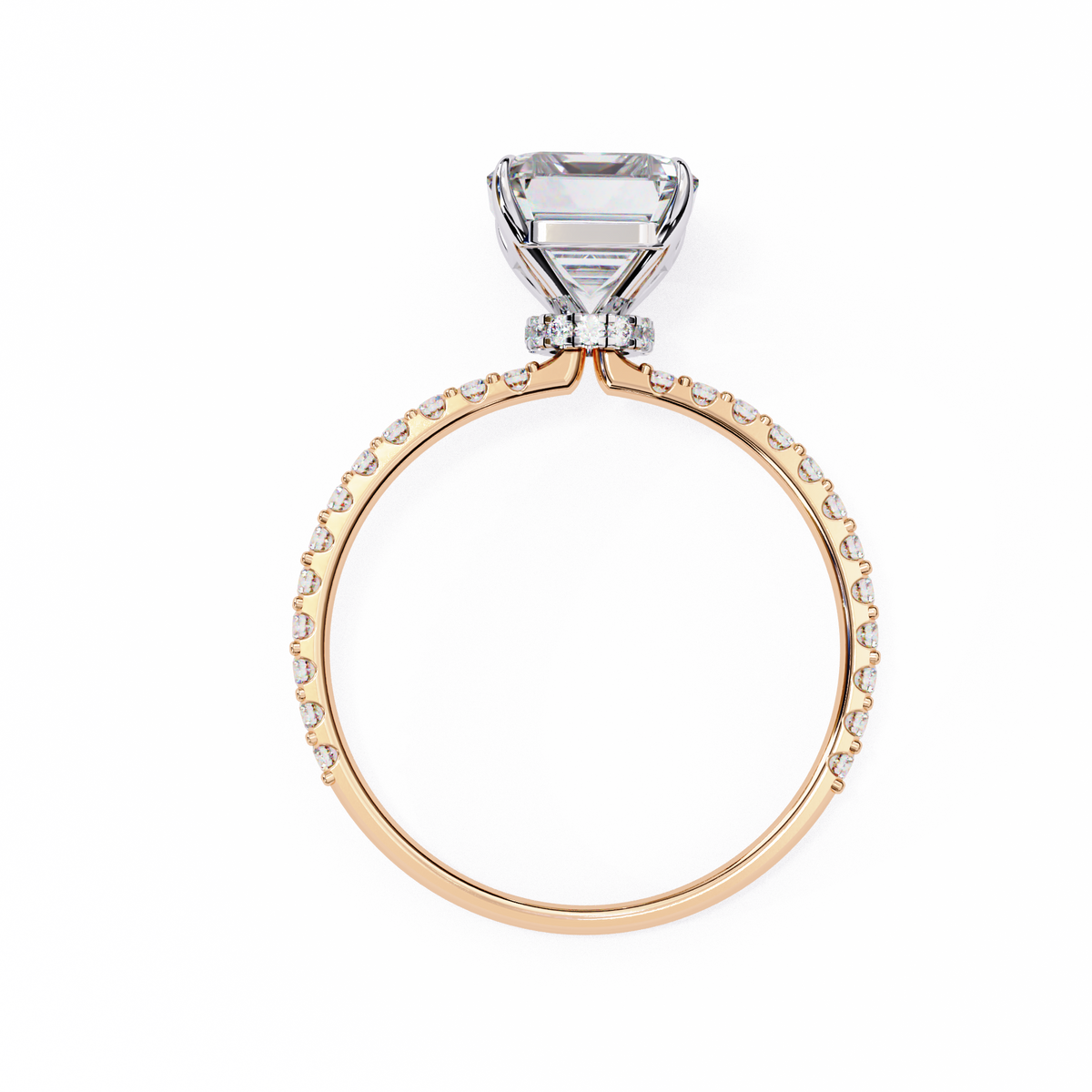 Rose Gold Emerald Cut Diamond Ring
