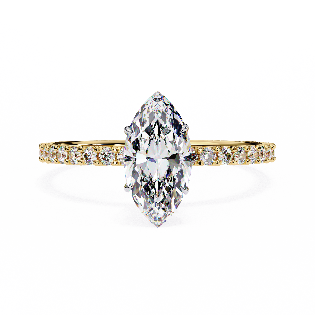 Yellow Gold Marquise Cut Diamond Ring