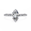 White Gold Marquise Diamond Solitaire Pavé Engagement Ring