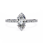 White Gold Marquise Diamond Solitaire Pavé Engagement Ring