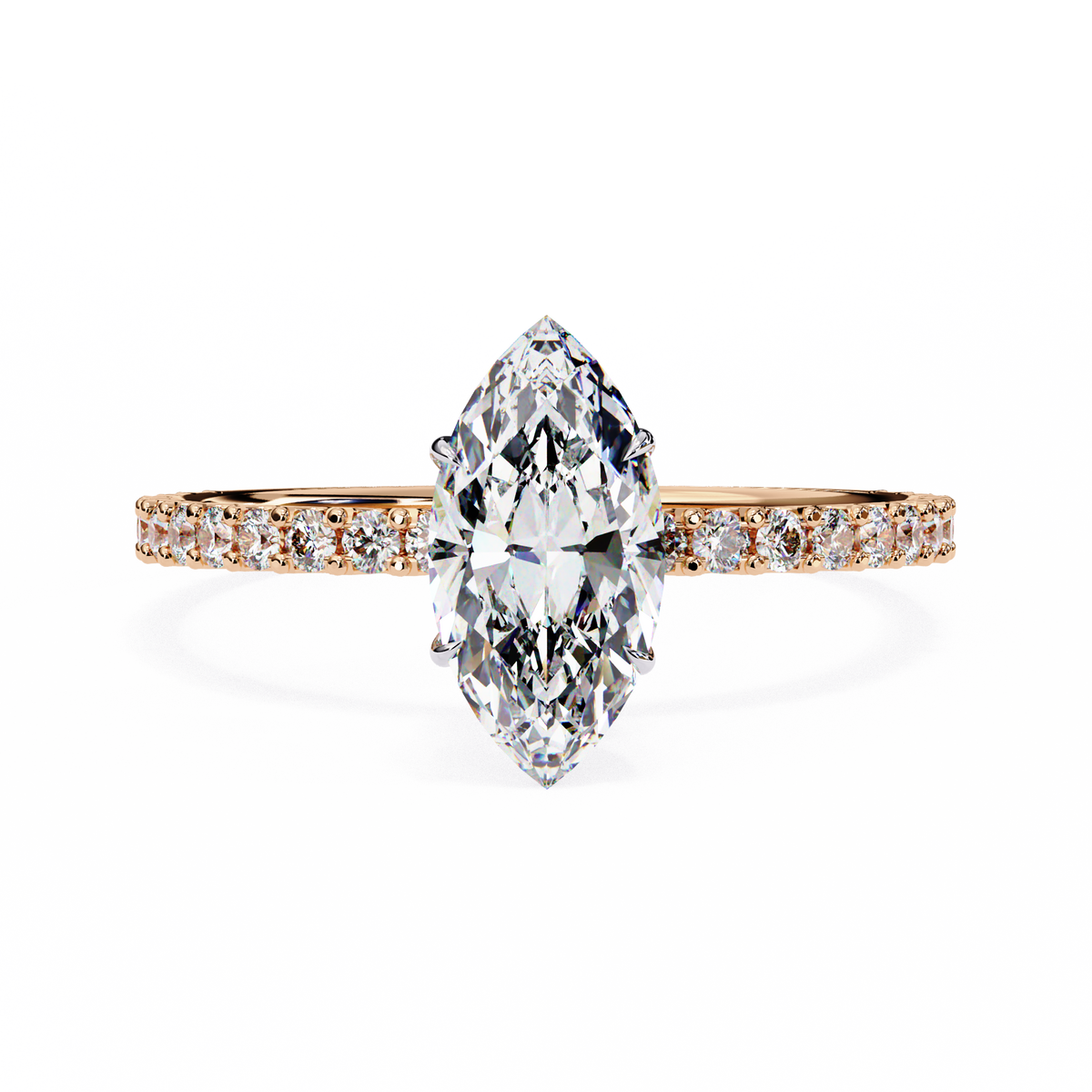 Rose Gold Marquise Cut Diamond Ring