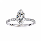 White Gold Marquise Diamond Solitaire Pavé Engagement Ring