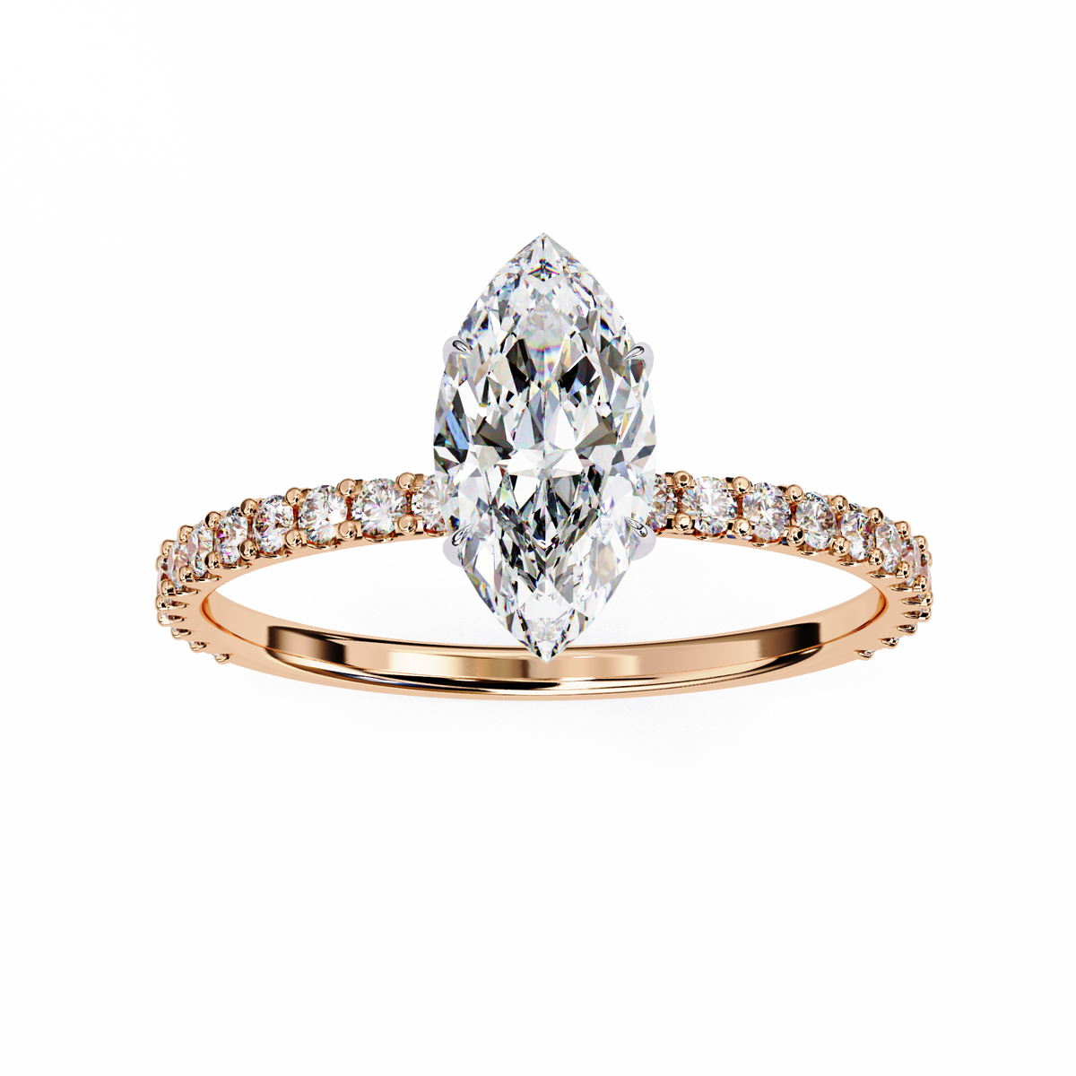 Rose Gold Marquise Cut Diamond Ring