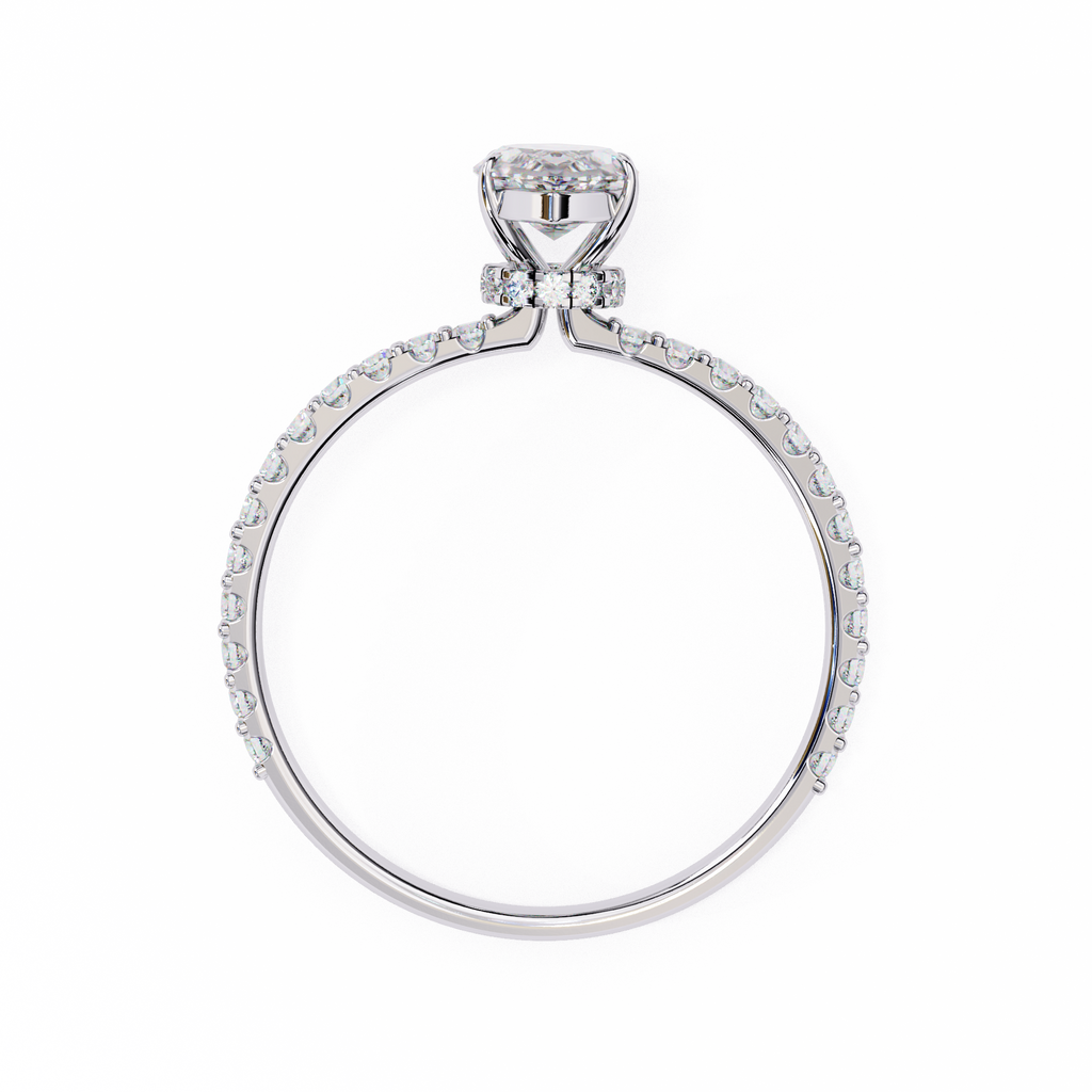 White Gold Marquise Diamond Solitaire Pavé Engagement Ring