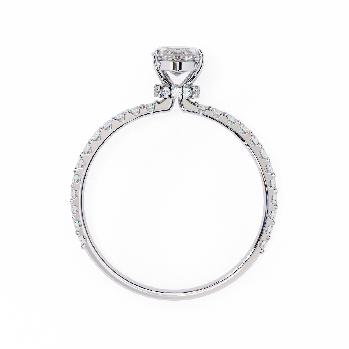 White Gold Marquise Diamond Solitaire Pavé Engagement Ring