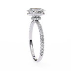 White Gold Oval Diamond Solitaire Pavé Engagement Ring