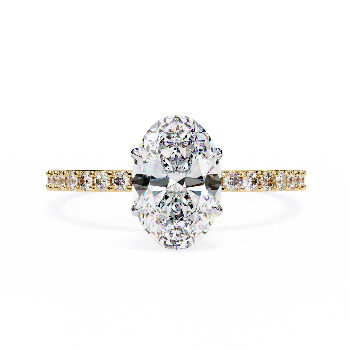 Yellow Gold Oval Cut Diamond Ring