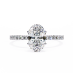 White Gold Oval Diamond Solitaire Pavé Engagement Ring