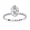 White Gold Oval Diamond Solitaire Pavé Engagement Ring