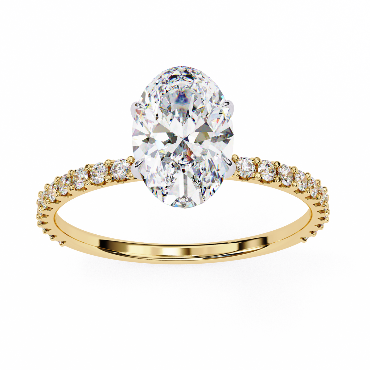 Yellow Gold Oval Cut Diamond Ring