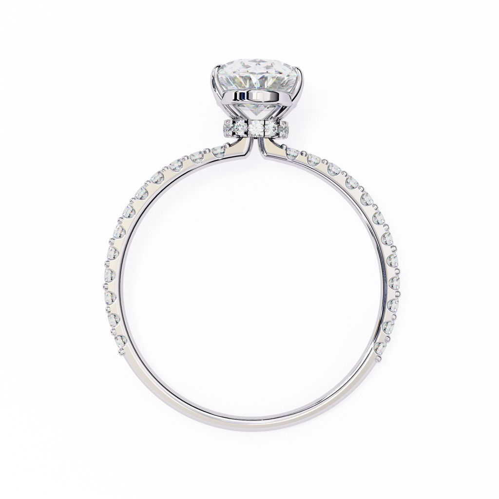 White Gold Oval Diamond Solitaire Pavé Engagement Ring